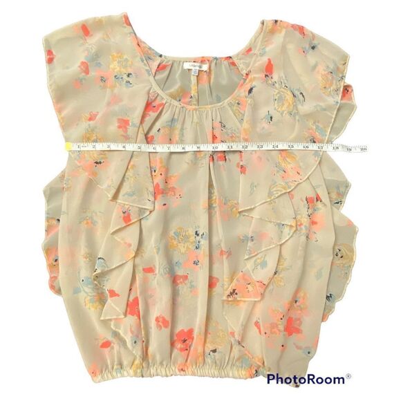 🌸Woman’s Marisol SZ M Ruffled Sheer Floral Stylish Top🌸 - Picture 3 of 6
